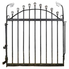 Antique 37 in. Wrought Iron Privacy Yard Gate w Ball Finials 