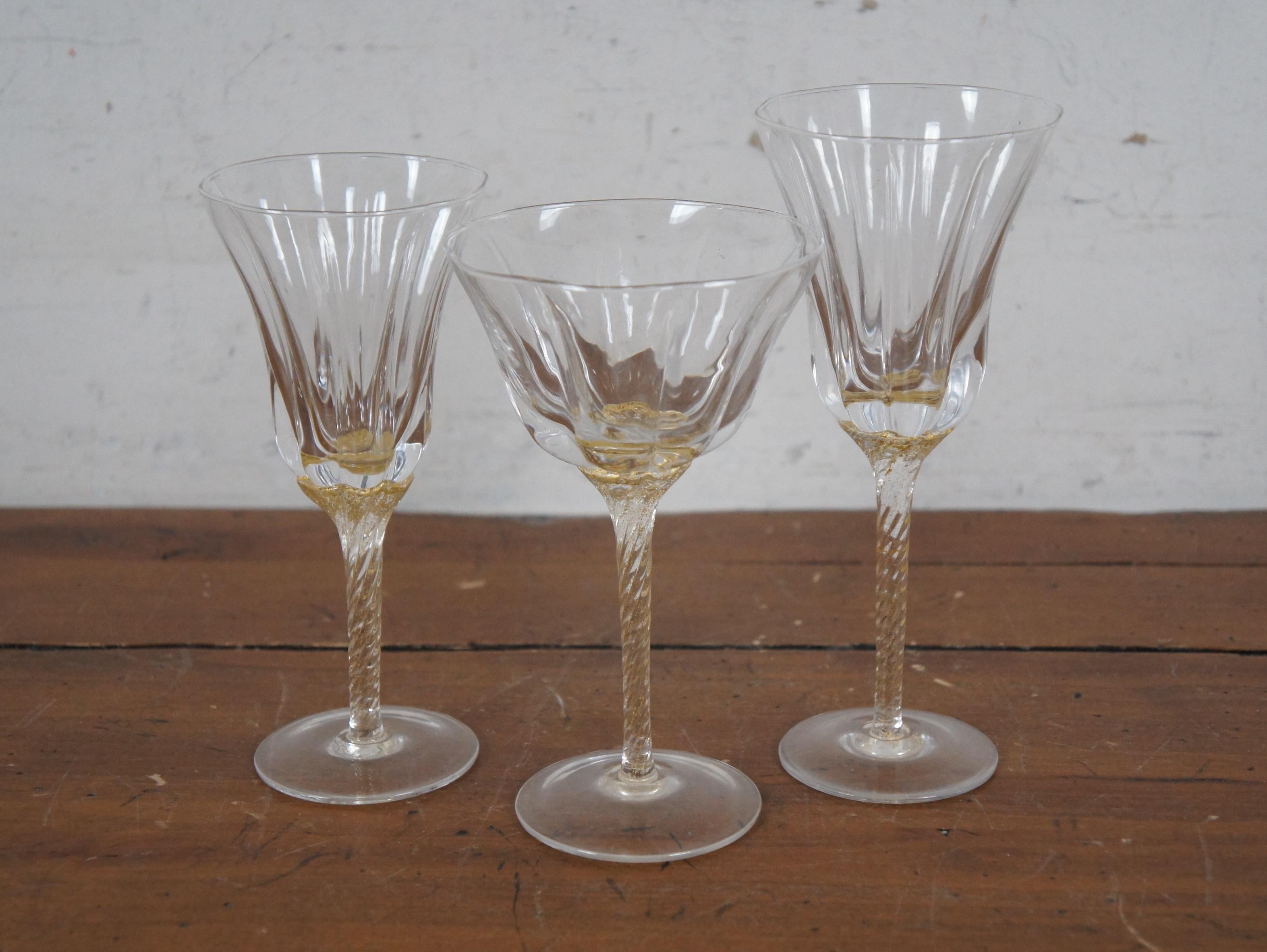 37 Bicchieri da cocktail con stelo ritorto in oro veneziano italiano in vendita 7