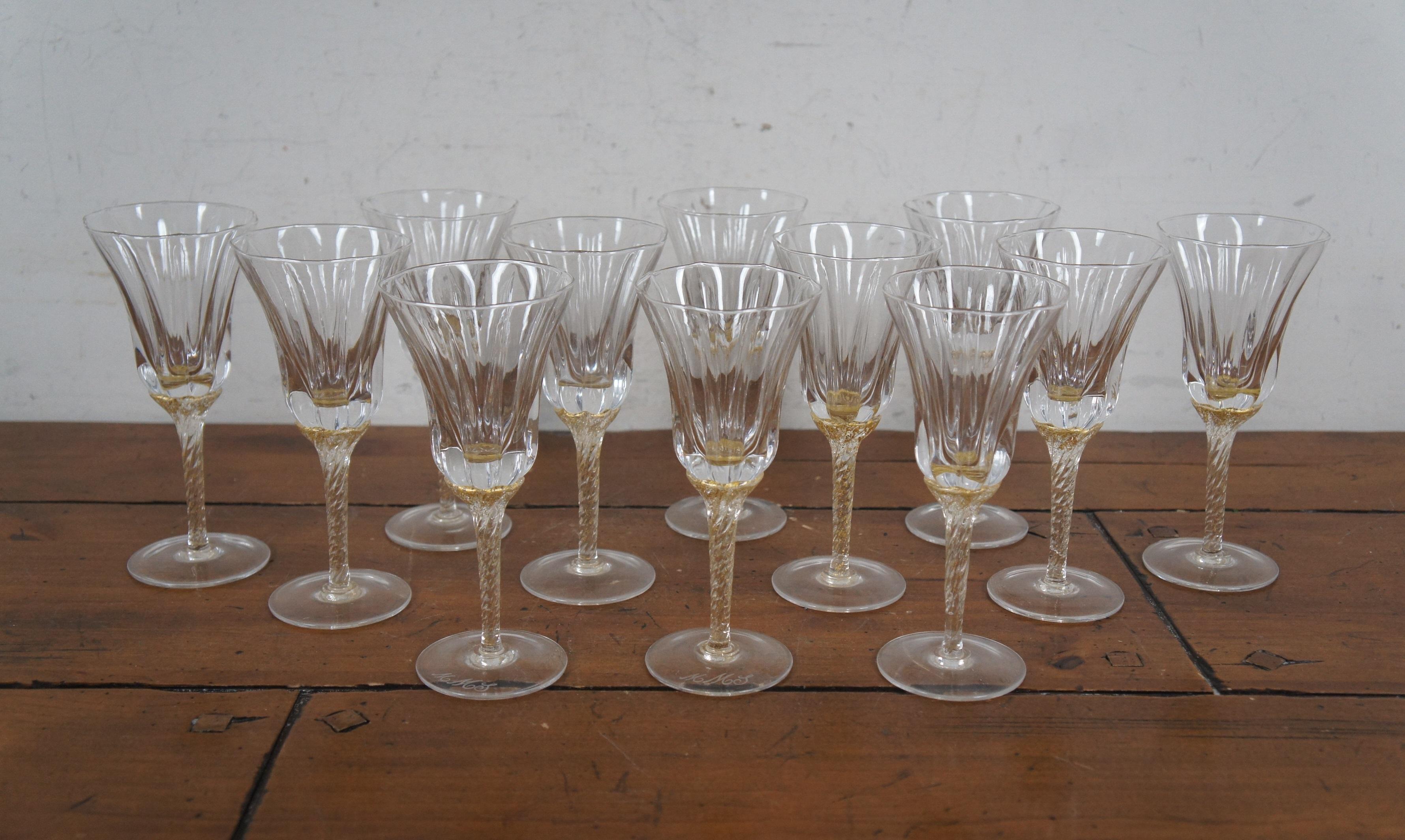 37 Bicchieri da cocktail con stelo ritorto in oro veneziano italiano in vendita 2