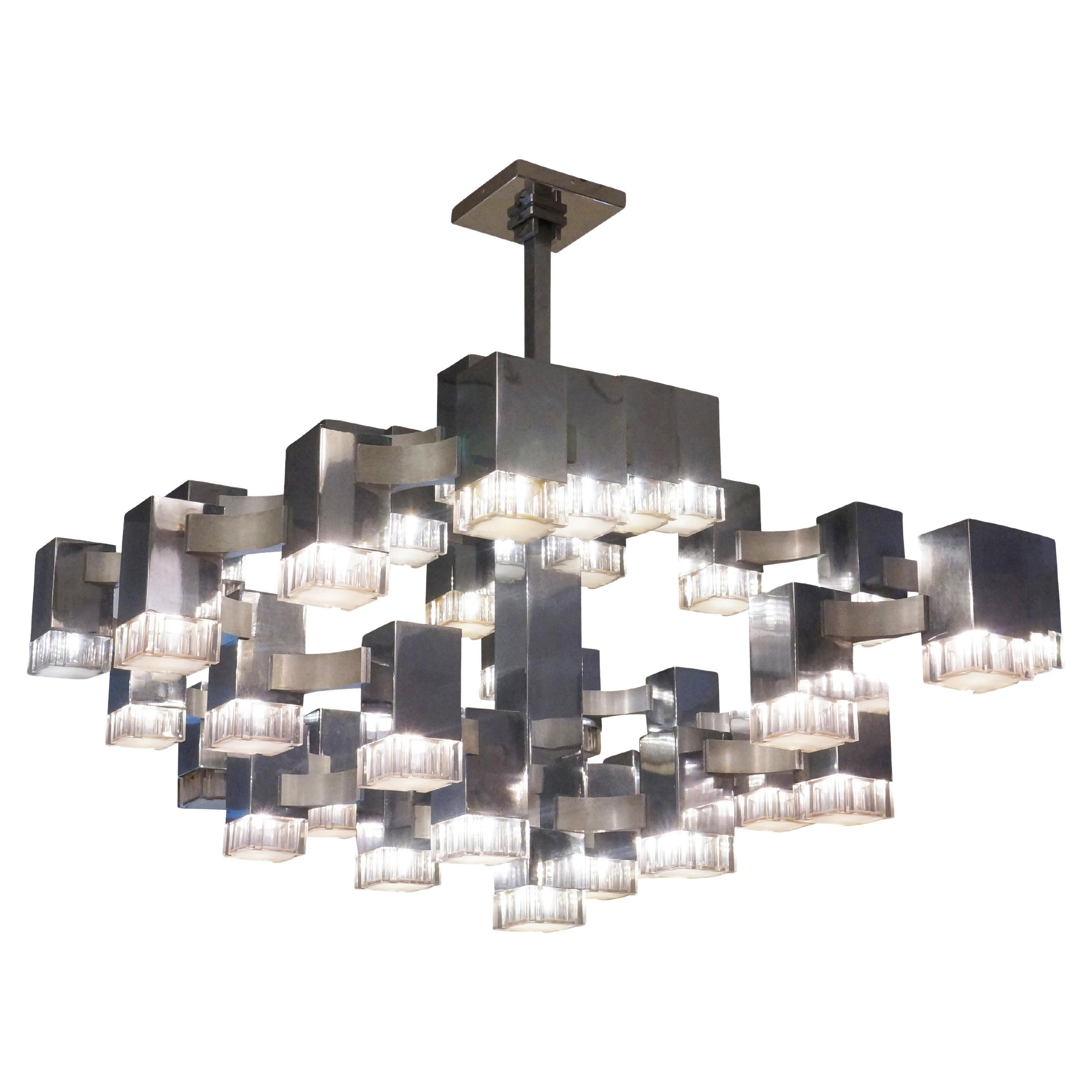 37 Light Chandelier by Sciolari, Italy 1970s For Sale