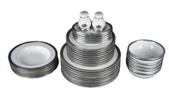 37 Pc Arte Italica Marinoni Tuscan Pewter & Porcelain Dinnerware Place Settings