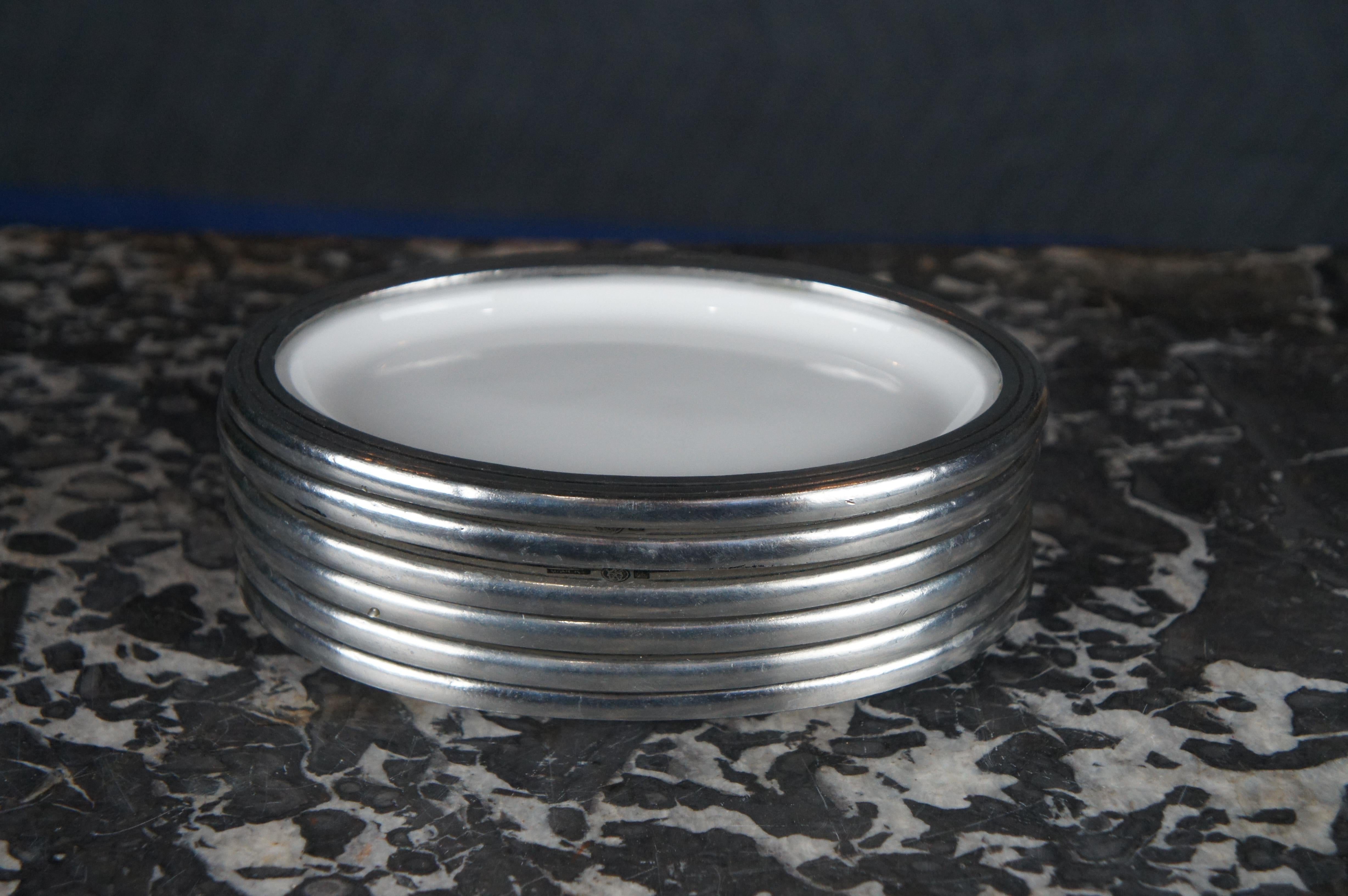 37 Pc Arte Italica Marinoni Tuscan Pewter & Porcelain Dinnerware Place Settings For Sale 2