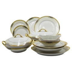 37-Piece French Victorian Limoges Porcelain Dinner Set