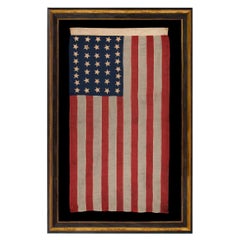 37 Star Antique American Flag, Entirely Hand Sewn, Signed Foster, Phila. 1867-76