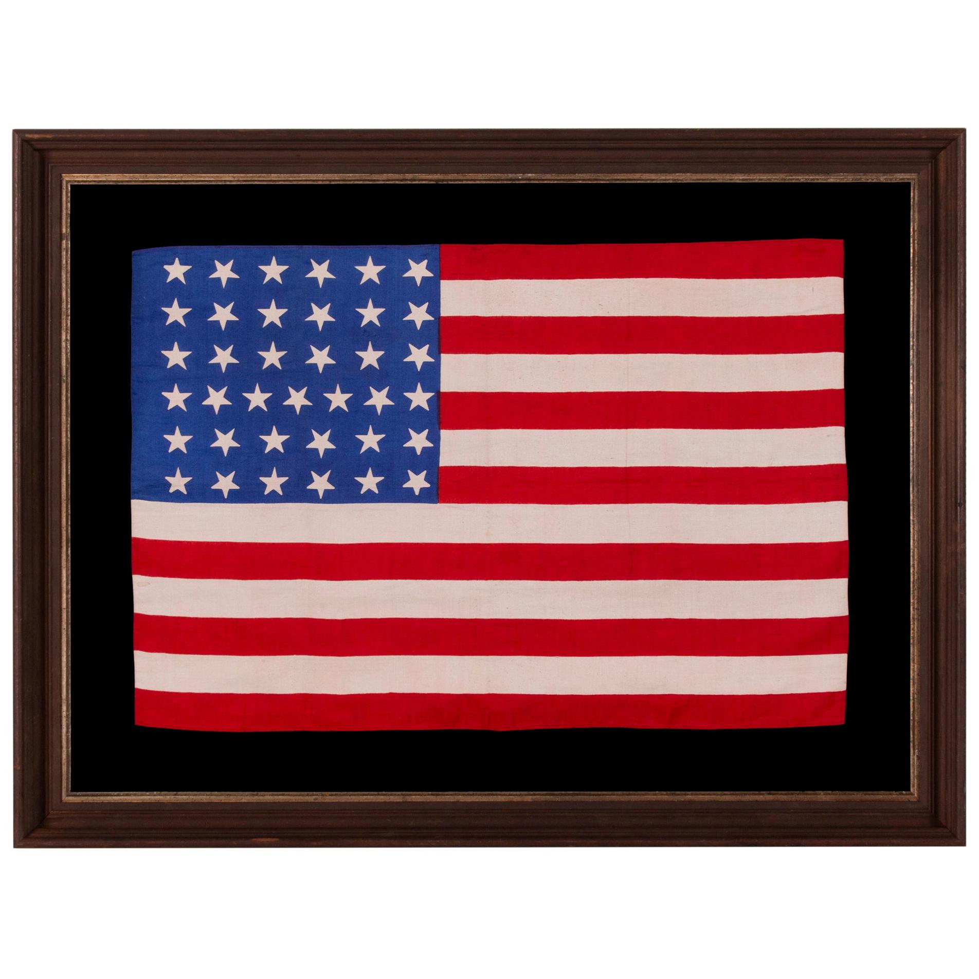37 Star Antique American Flag, Nebraska Statehood, circa 1867-1876