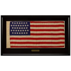 Antique 37-Star "Dancing Stars" American Flag, Celebrating Nebraska Statehood, 1867-1876