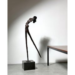 37" Tall Abstract Brutalist Bronze Mid Century Sculpture by Sanford Decker 1967