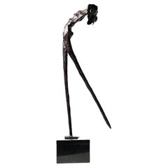 Sculpture abstraite en bronze brutaliste du milieu du siècle de 37" de Sanford Decker 1967