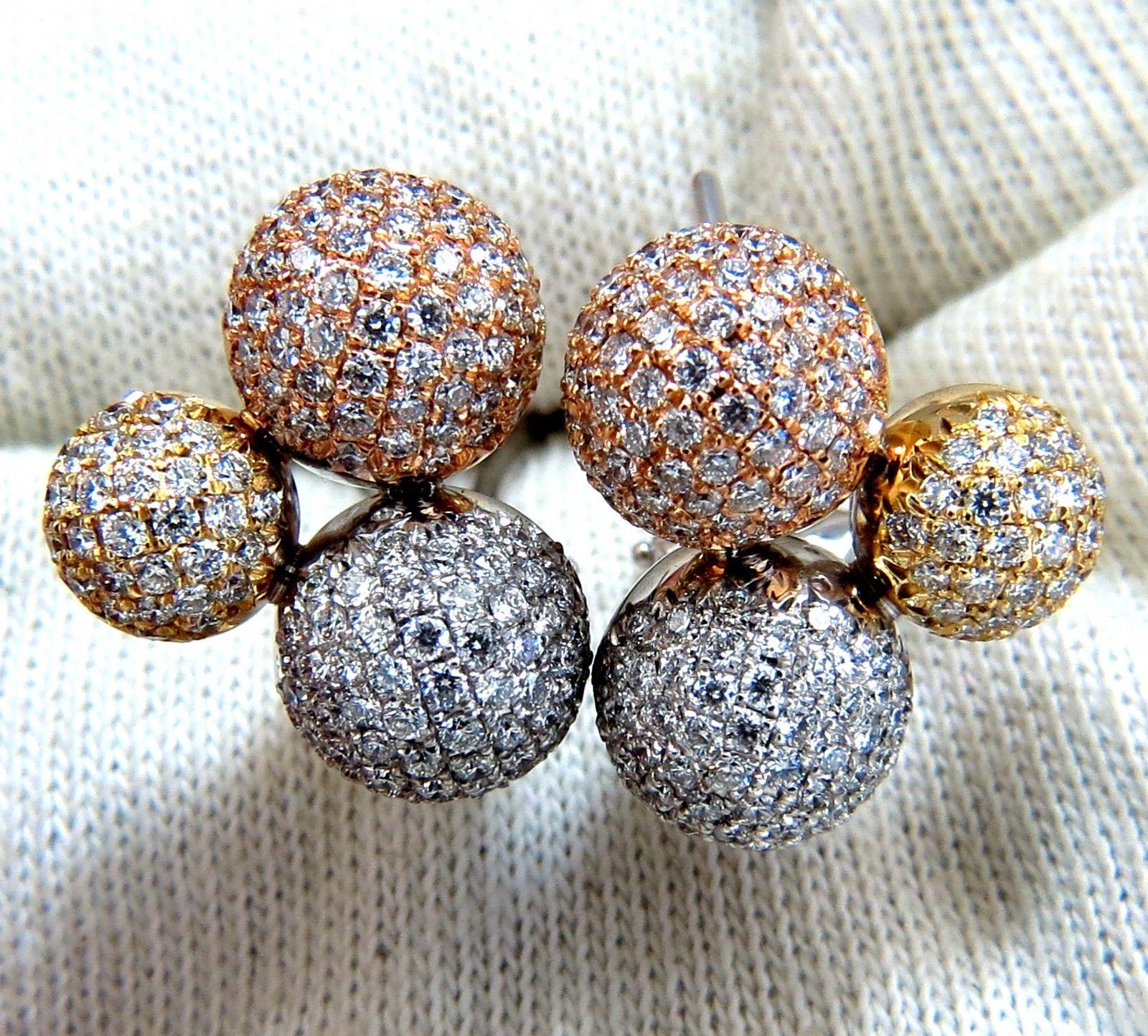 Pendientes de clip con bolas de diamantes en racimo de 3,70 quilates 18 quilates en Nuevo estado para la venta en New York, NY