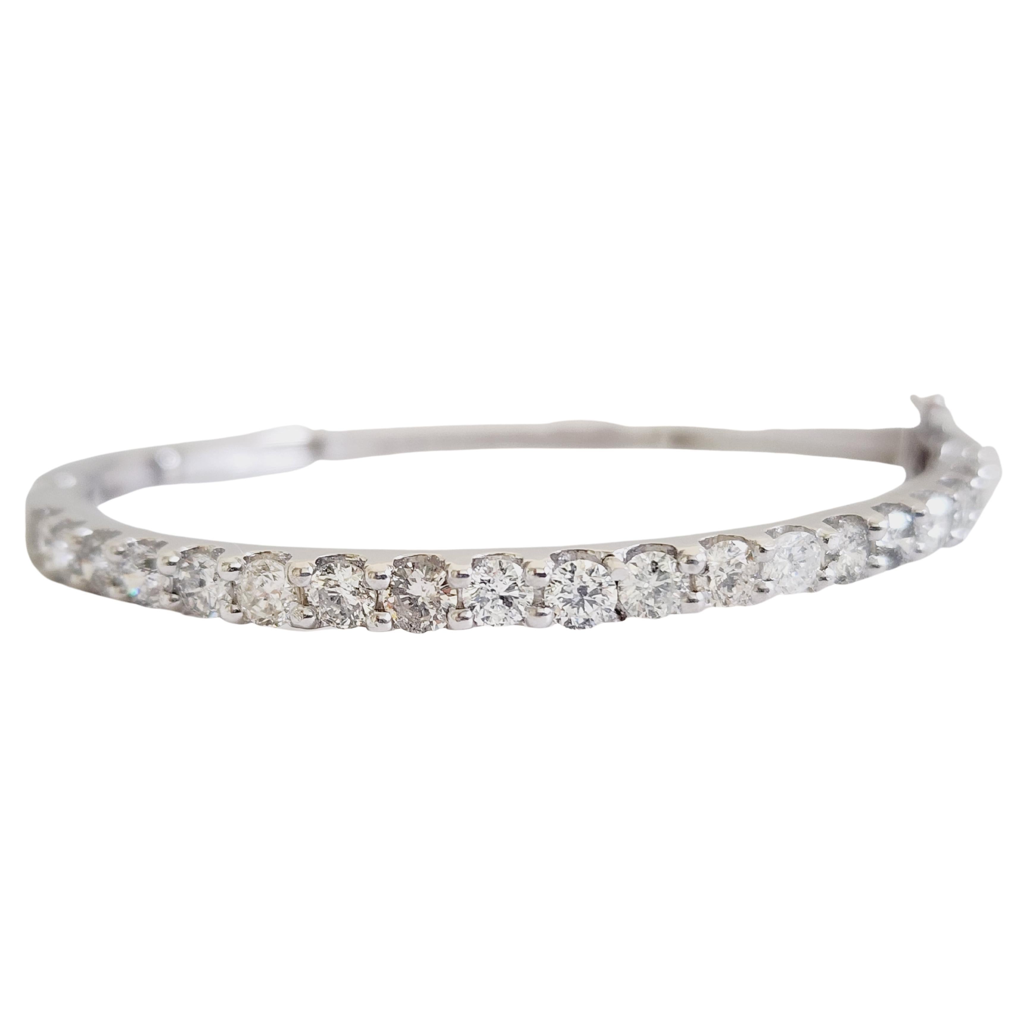 3.73 Carat Half Way Bangle White Gold 14 Karat For Sale