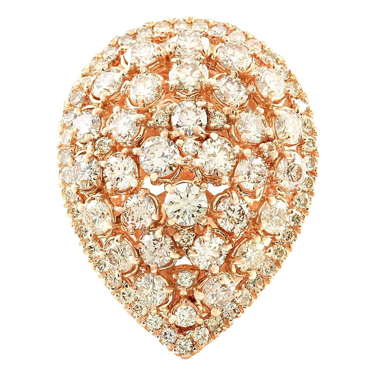 3.70 Carat Diamond 18 Karat Rose Gold Ring For Sale