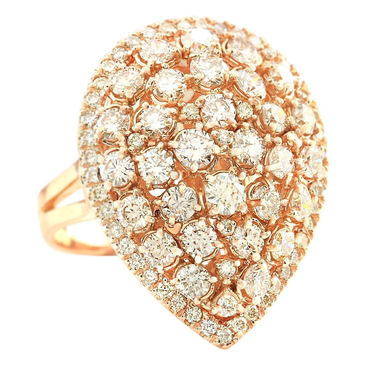 Stamped: 18K Rose Gold<br />Total Ring Weight: 10.6 Grams<br />Ring Length: N/A<br />Ring Width: N/A<br />Diamond Weight: Total  Diamond Weight is 3.70 Carat<br />Color: F-G, Clarity: VS2-SI1<br />Face Measures: 27.10x20.48 mm<br />Sku: [703808W]
