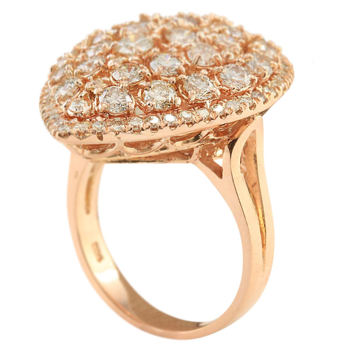 3.70 Carat Diamond 18 Karat Rose Gold Ring In New Condition For Sale In Los Angeles, CA