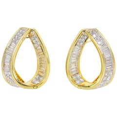 3.70 Carat Diamond Gold Hoops