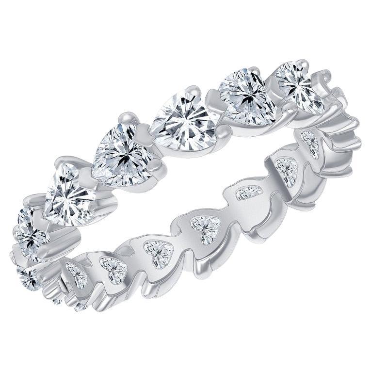 For Sale:  3.70 Carat Heart Cut Diamond Eternity Band East West