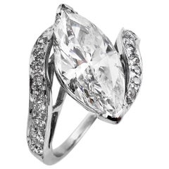 Retro 3.70 Carat Marquise Diamond Engagement Wedding Platinum Ring EGL USA