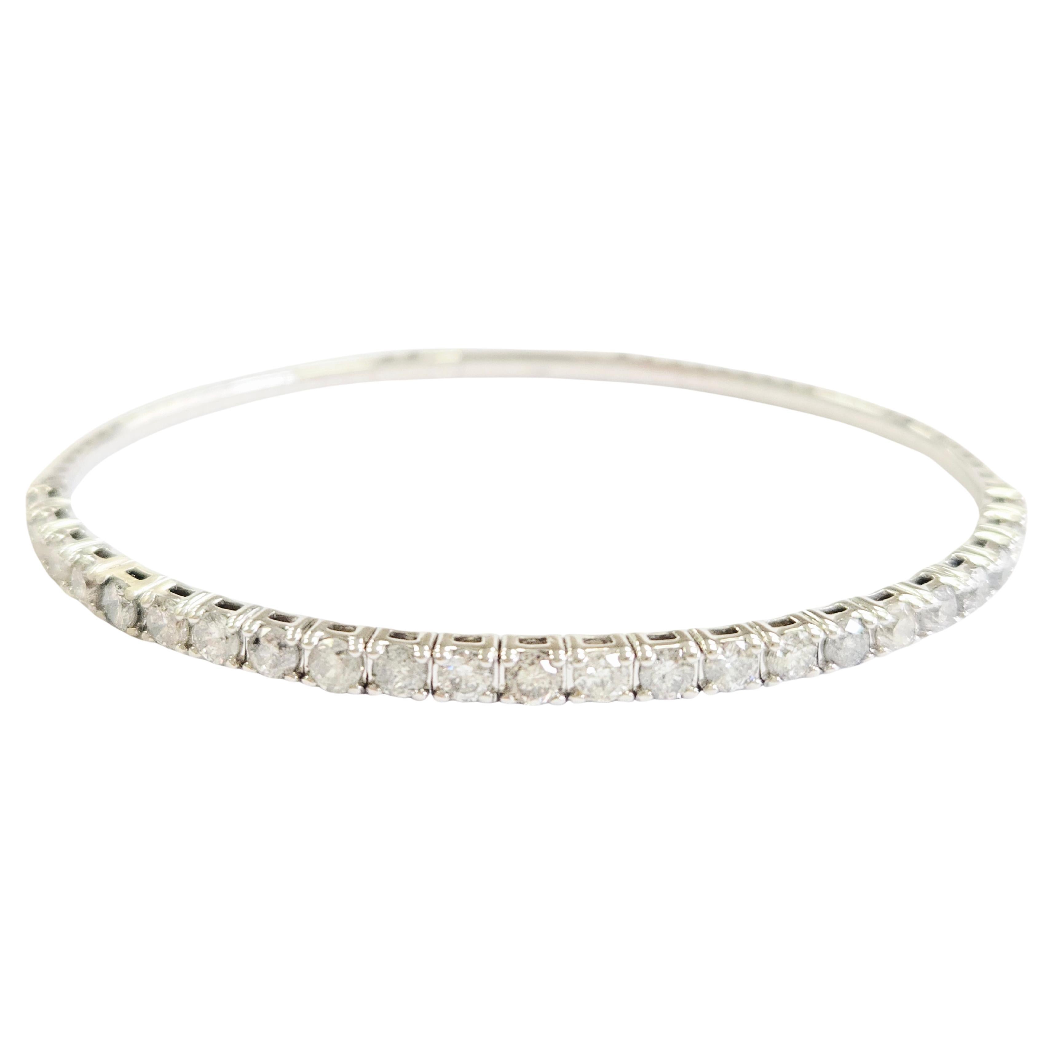 3.70 Carat Natural Diamond Flexible Bangle White Gold 14 Karat
