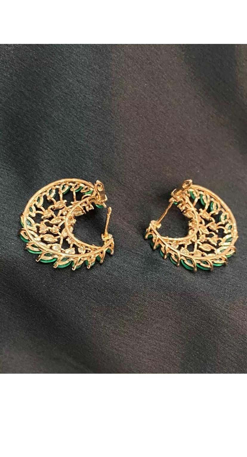 3.70 Carat Natural Emeralds Diamonds Rosè Gold Earrings For Sale 7