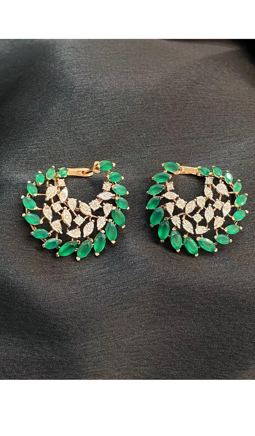 3.70 Carat Natural Emeralds Diamonds Rosè Gold Earrings In New Condition For Sale In Massafra, IT
