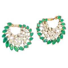 3.70 Carat Natural Emeralds Diamonds Rosè Gold Earrings