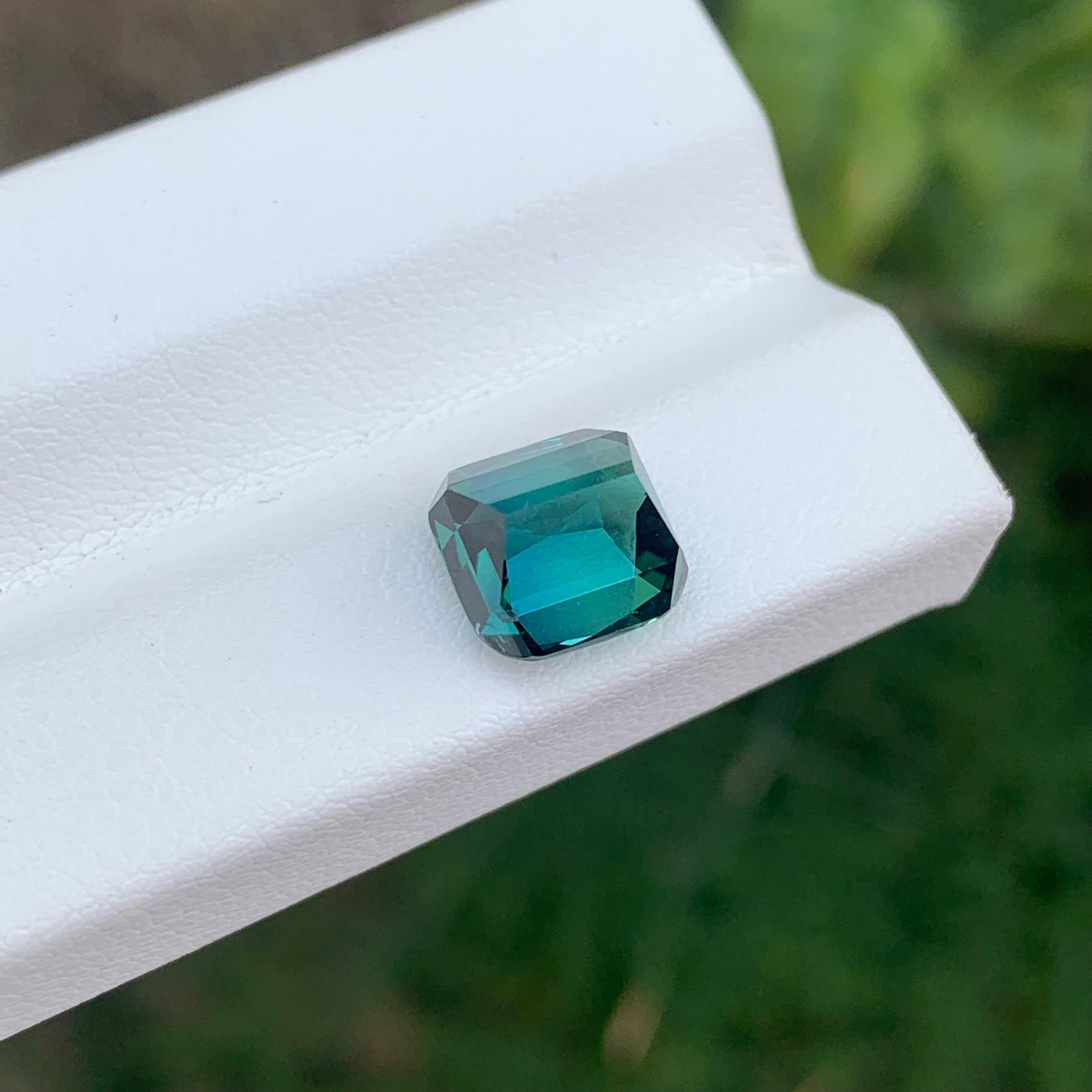 3.70 Carat Natural Loose Green Blue Tourmaline Cushion Shape Gemstone For Sale 4