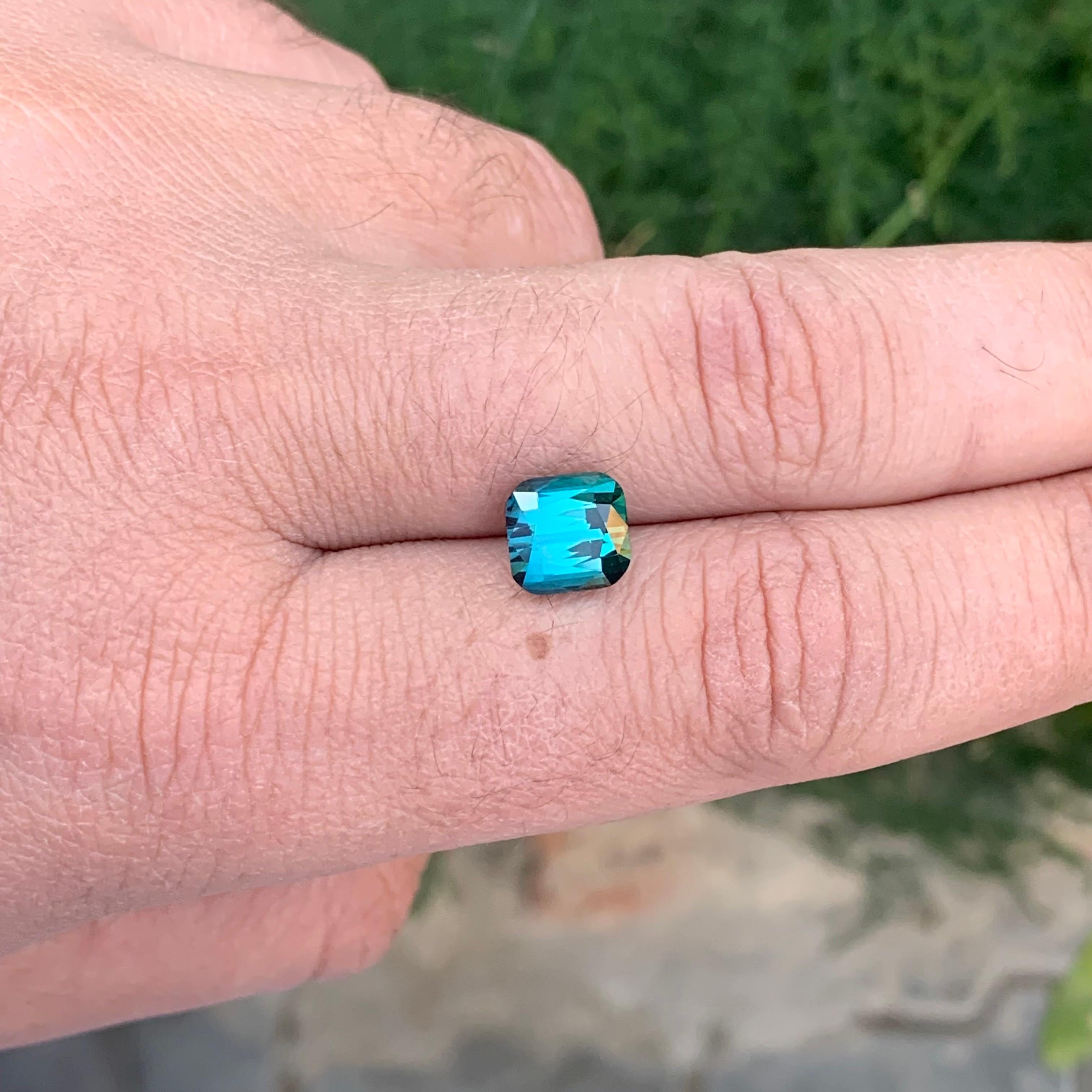 3.70 Carat Natural Loose Green Blue Tourmaline Cushion Shape Gemstone For Sale 5
