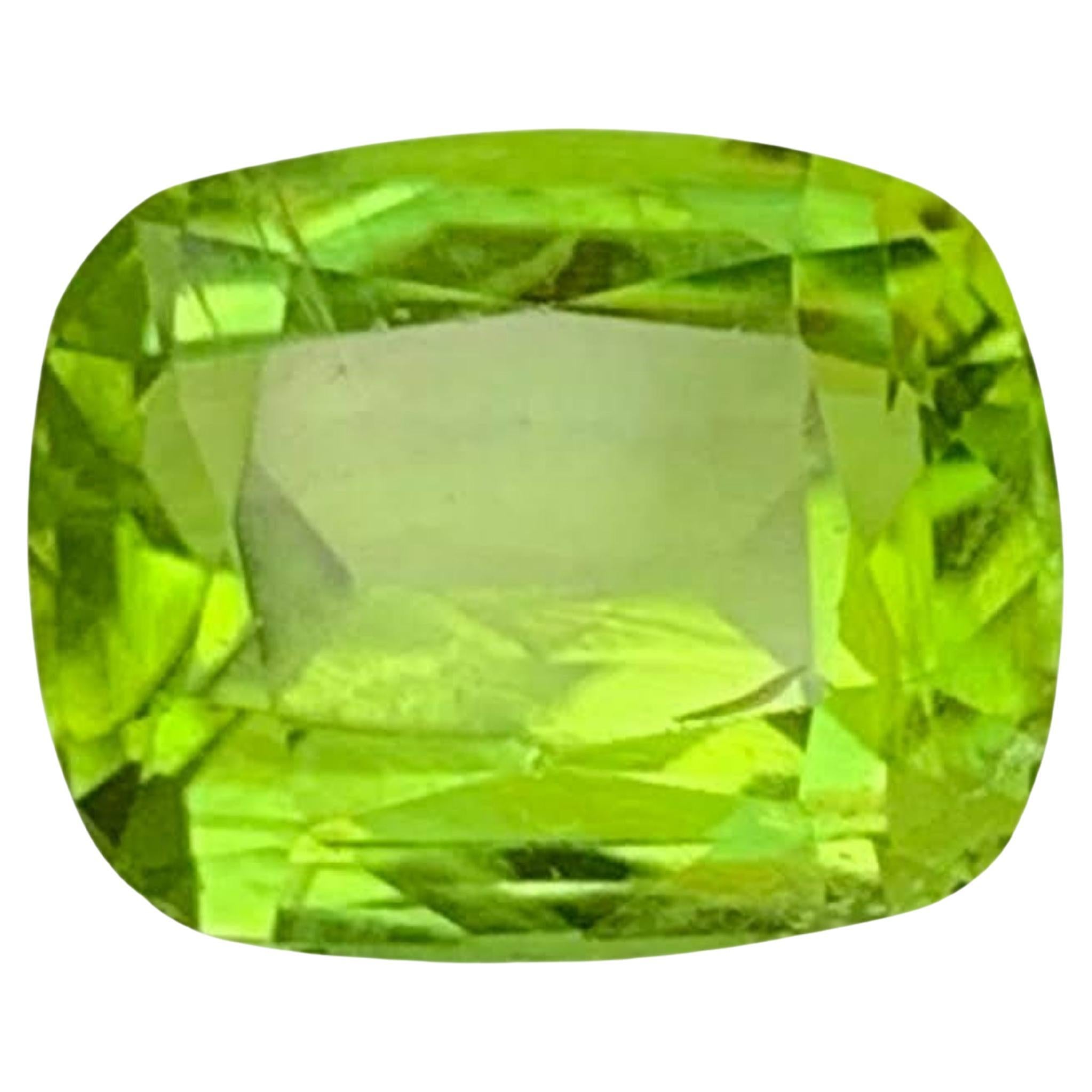 3.70 Carat Natural Loose Green Peridot Stone Cushion Cut Pakistani Gemstone