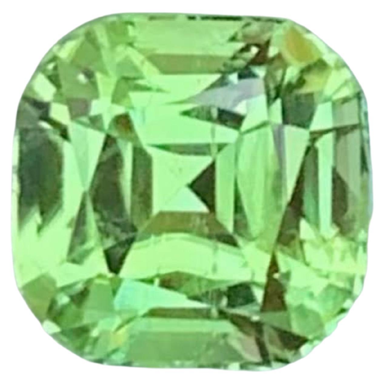 3.70 Carat Natural Loose Light Green Tourmaline Cushion Cut Afghan Gemstone