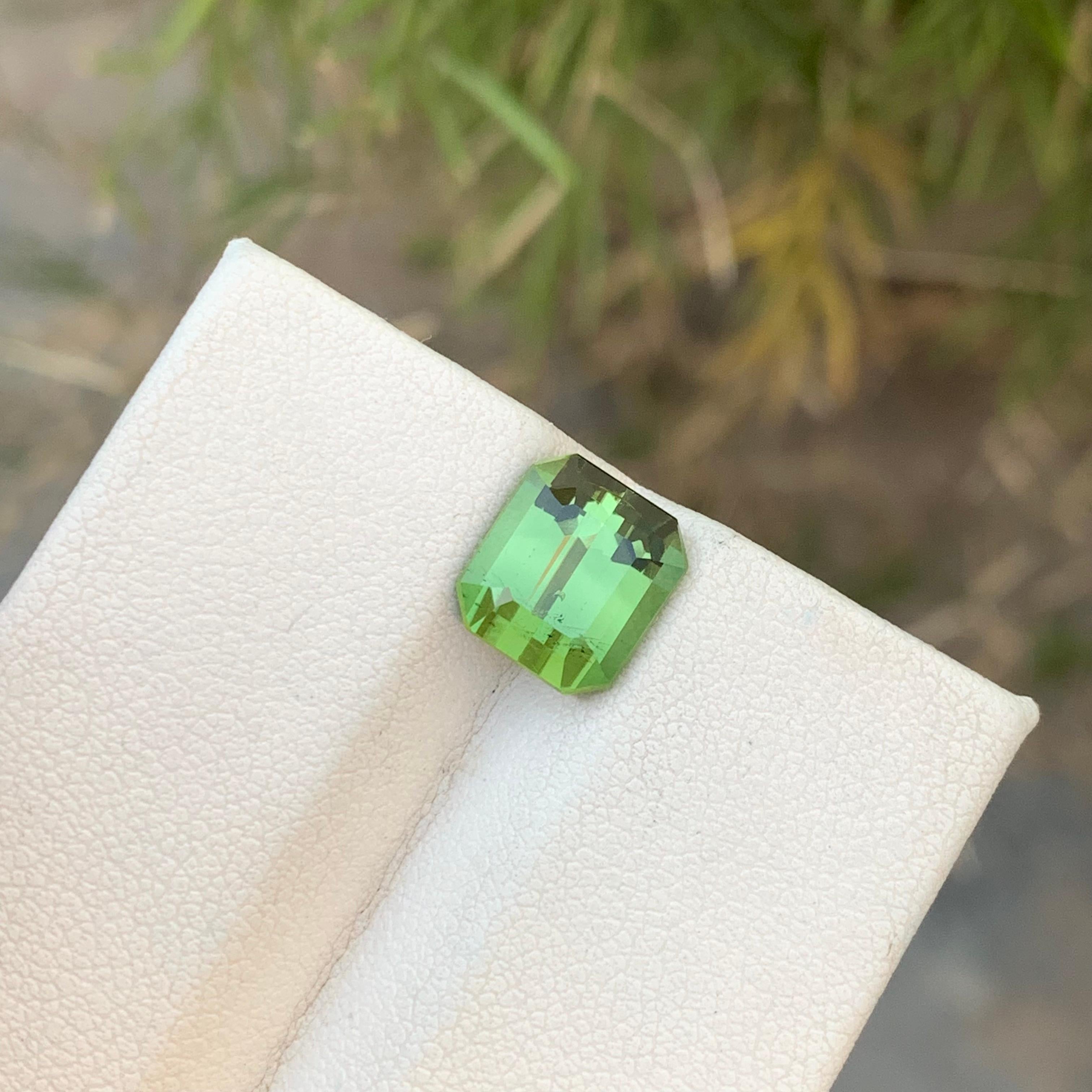 Emerald Cut 3.70 Carat Natural Loose Mint Green Tourmaline Emerald Gem For Jewellery Making  For Sale