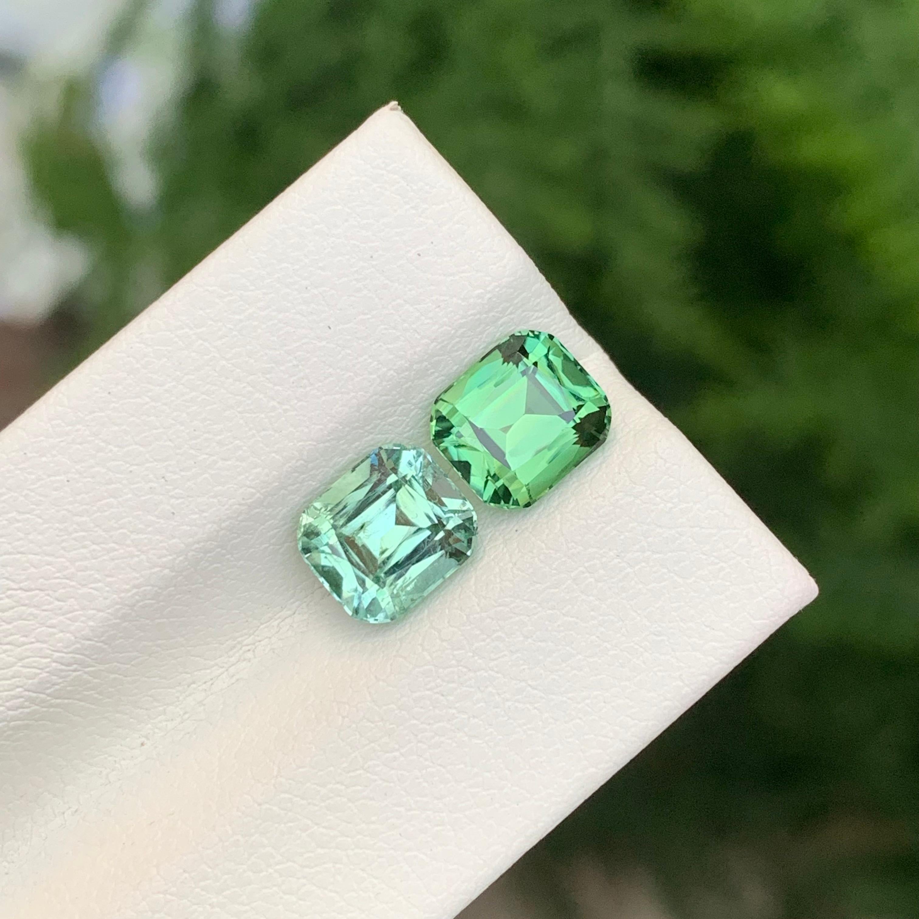 Arts and Crafts 3.70 Carat Natural Loose Reverse Pair Tourmaline Cushion Shape Gemstone (pierre précieuse en forme de coussin) en vente