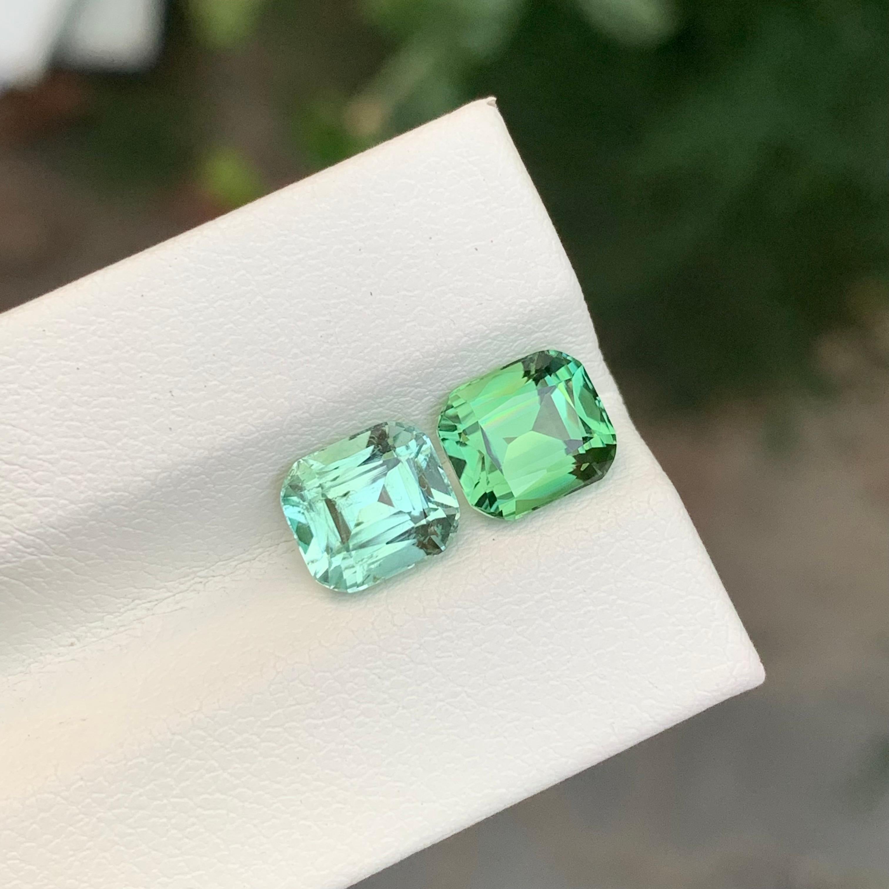 Taille coussin 3.70 Carat Natural Loose Reverse Pair Tourmaline Cushion Shape Gemstone (pierre précieuse en forme de coussin) en vente