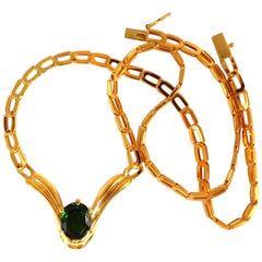 Collana con diopsido cromifero verde intenso naturale da 3,70 carati, forma a "V", 14 carati, da abito da sera*