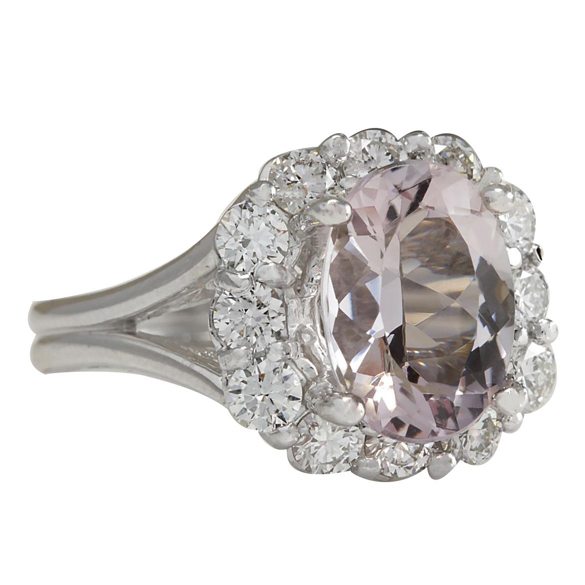 3.70 Carat Natural Morganite 14 Karat White Gold Diamond Ring
Stamped: 14K White Gold
Total Ring Weight: 6.1 Grams
Total Natural Morganite Weight is 2.35 Carat (Measures: 10.00x8.00 mm)
Color: Peach
Diamond Weight: Total Natural Diamond Weight is