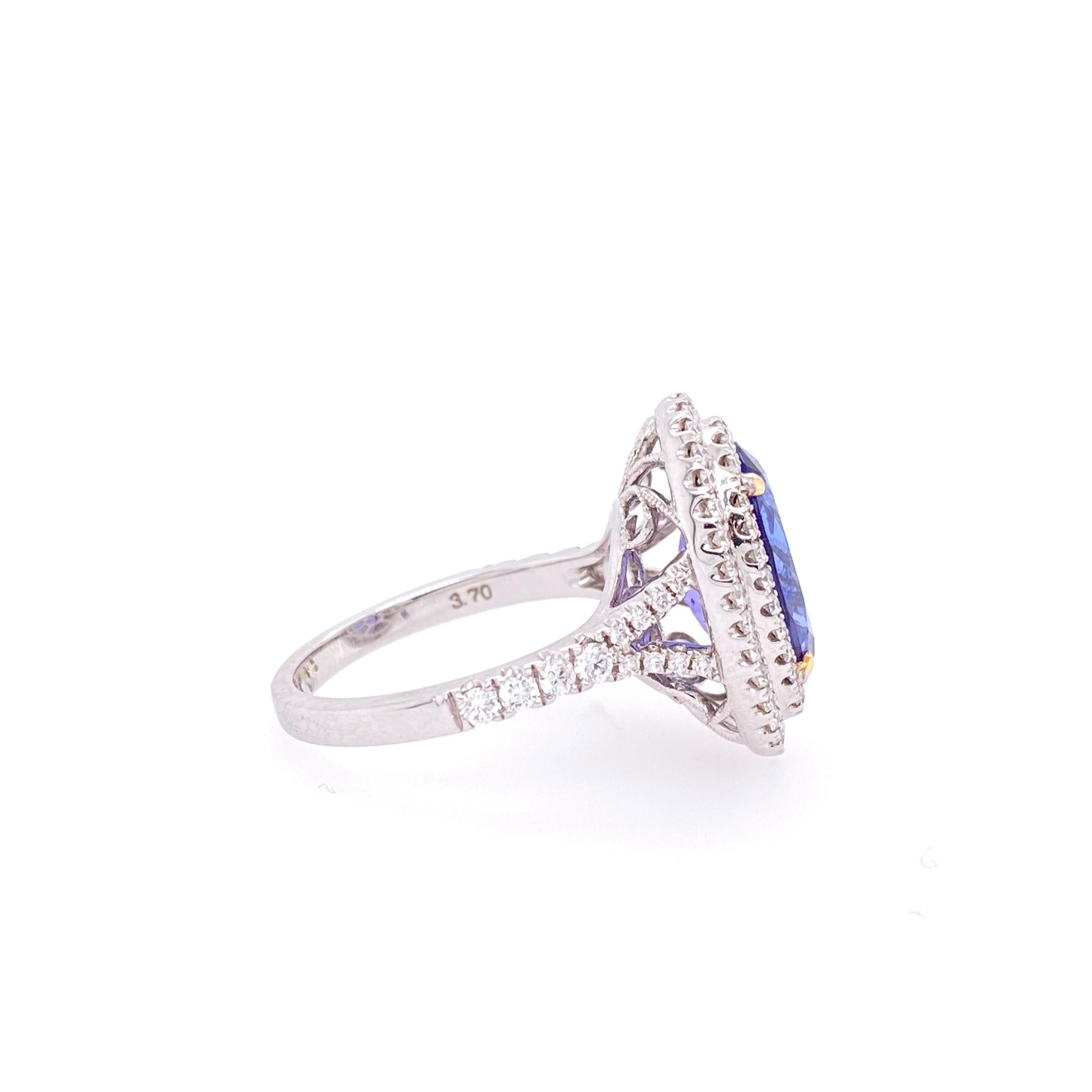 Women's 3.70 Carat Oval Tanzanite and Diamond Cocktail Ring