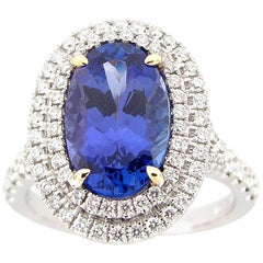 3.70 Carat Oval Tanzanite and Diamond Cocktail Ring