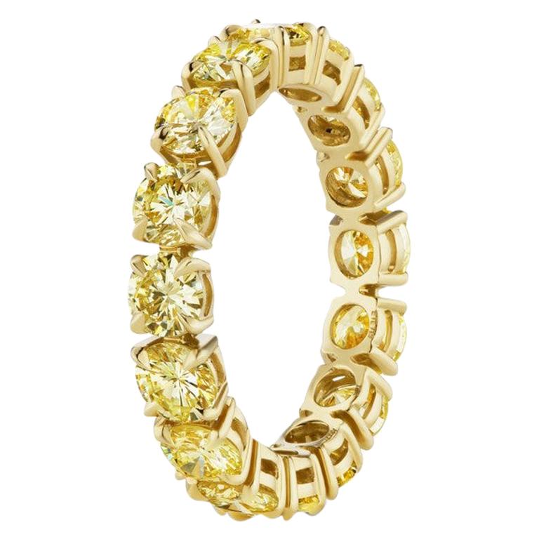 3.70 Carat Round Yellow Diamond Eternity Band Ring