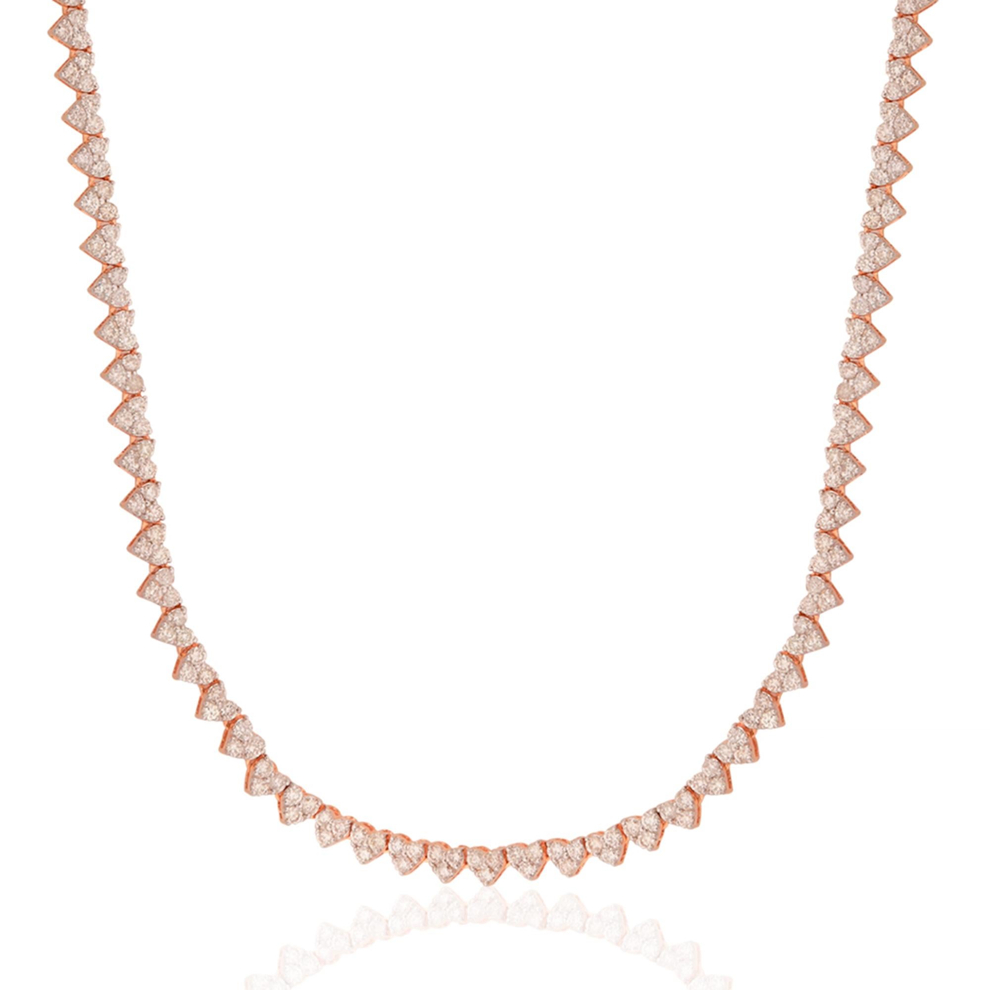 Whether you're looking for a gift for a loved one or treating yourself to a stunning piece of jewelry, this 3.70 carat SI clarity HI color diamond heart shape necklace in 18 karat rose gold is a remarkable choice. It exudes charm, sophistication,