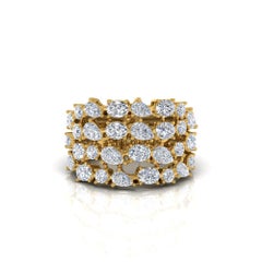 Anello da cocktail in oro giallo con diamante a forma multipla da 3,70 carati con purezza SI e colore HI