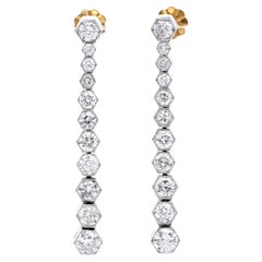 3.70 Carats Diamond Platinum Hexagon Link Graduated Dangle Earrings