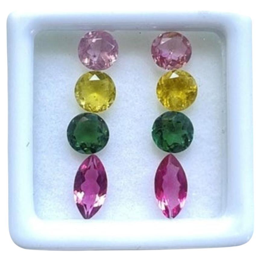 3.70 Carats Mix Matched Tourmaline Pair, Mix Color Tourmaline Marquise and Round For Sale