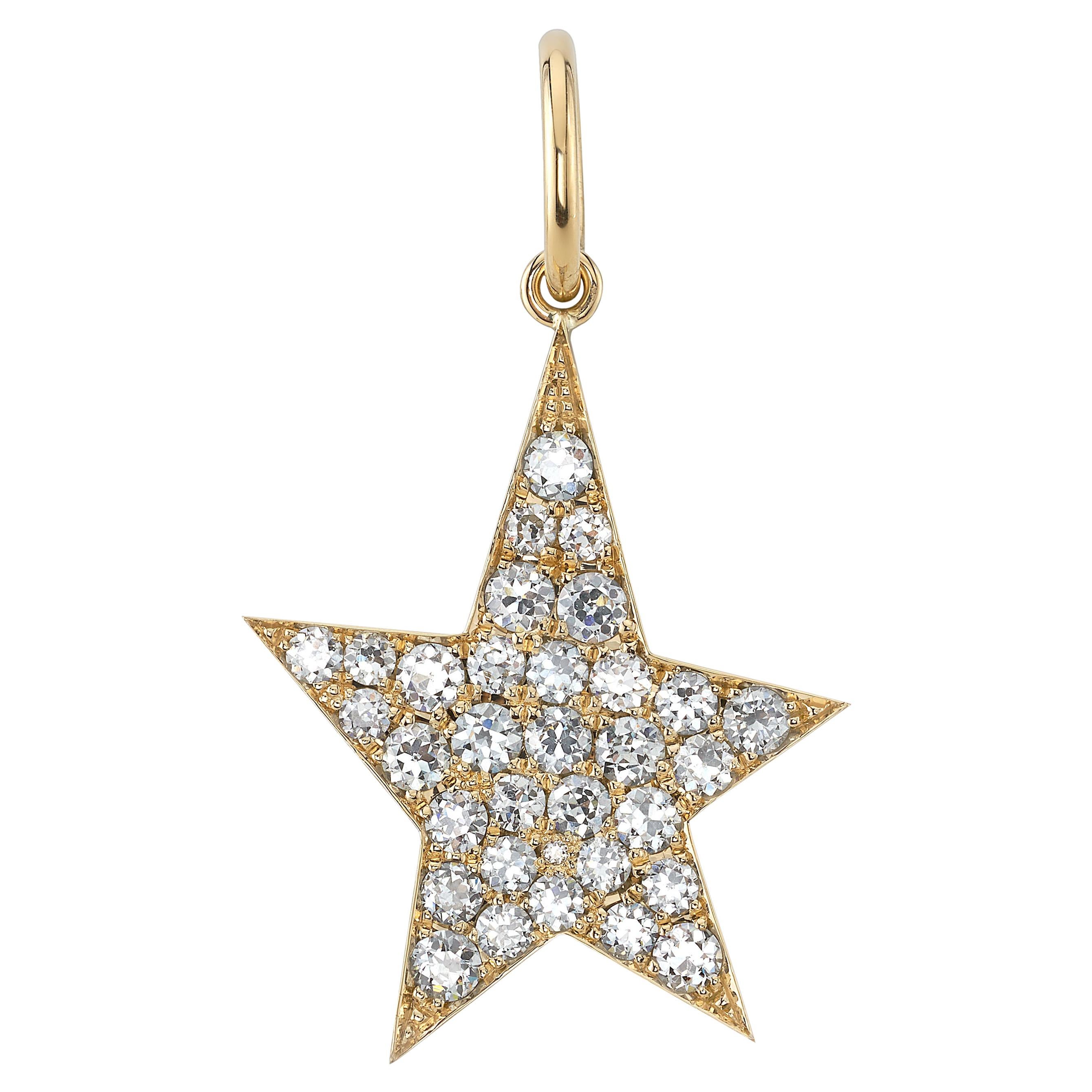 Handcrafted Large Pave Kinsley Star Pendant by Single Stone For Sale