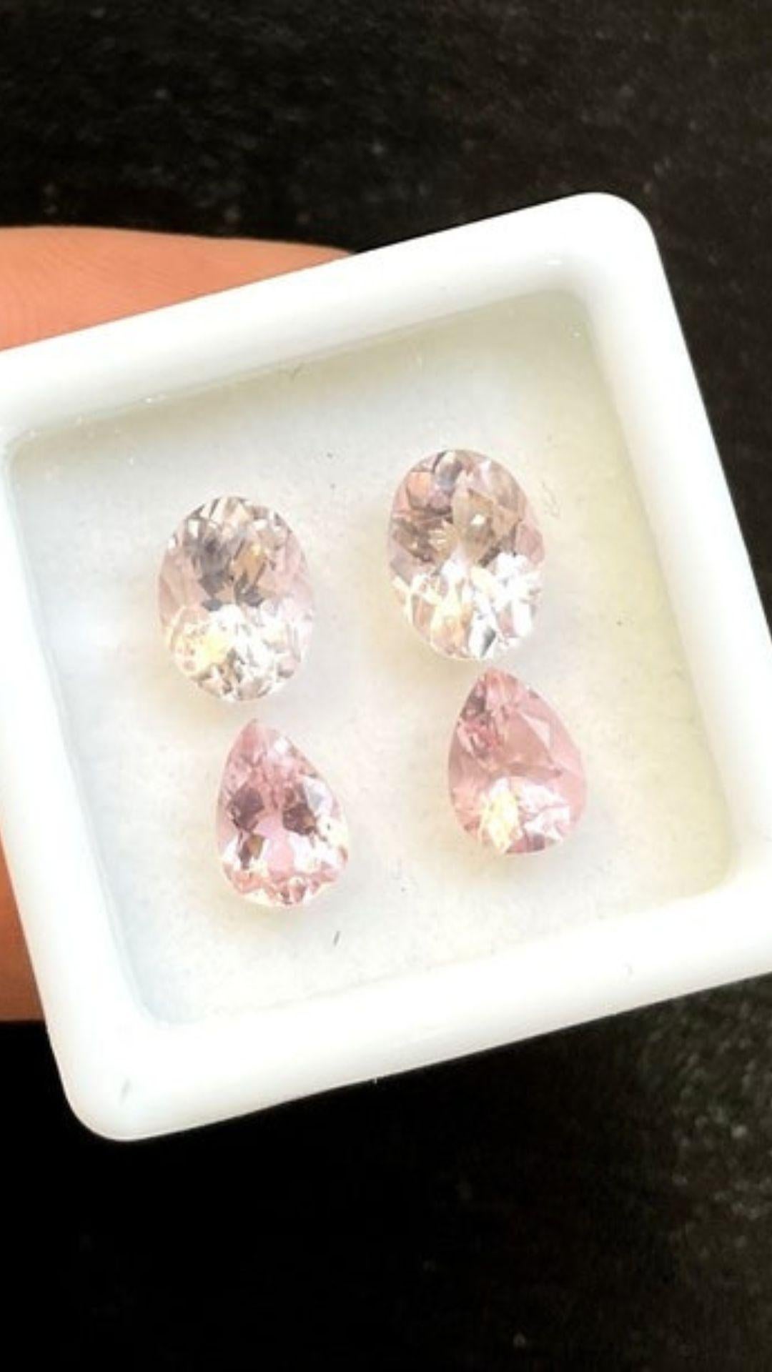 Art Deco 3.70 Carats Pink Tourmaline Pairs, Babypink Tourmaline Ovals and Pear Gemstones