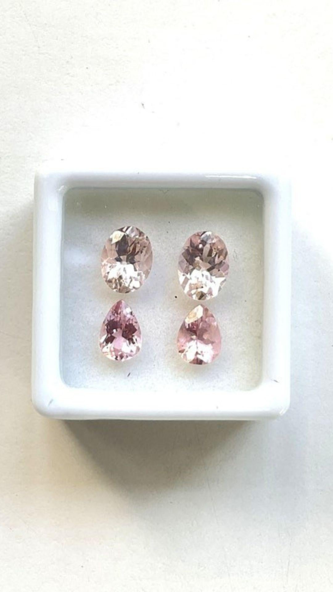 3.70 Carats Pink Tourmaline Pairs, Babypink Tourmaline Ovals and Pear Gemstones In New Condition In Jaipur, RJ