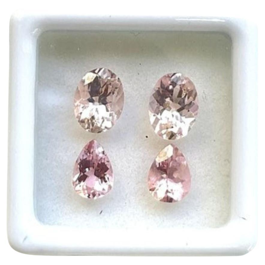 3.70 Carats Pink Tourmaline Pairs, Babypink Tourmaline Ovals and Pear Gemstones