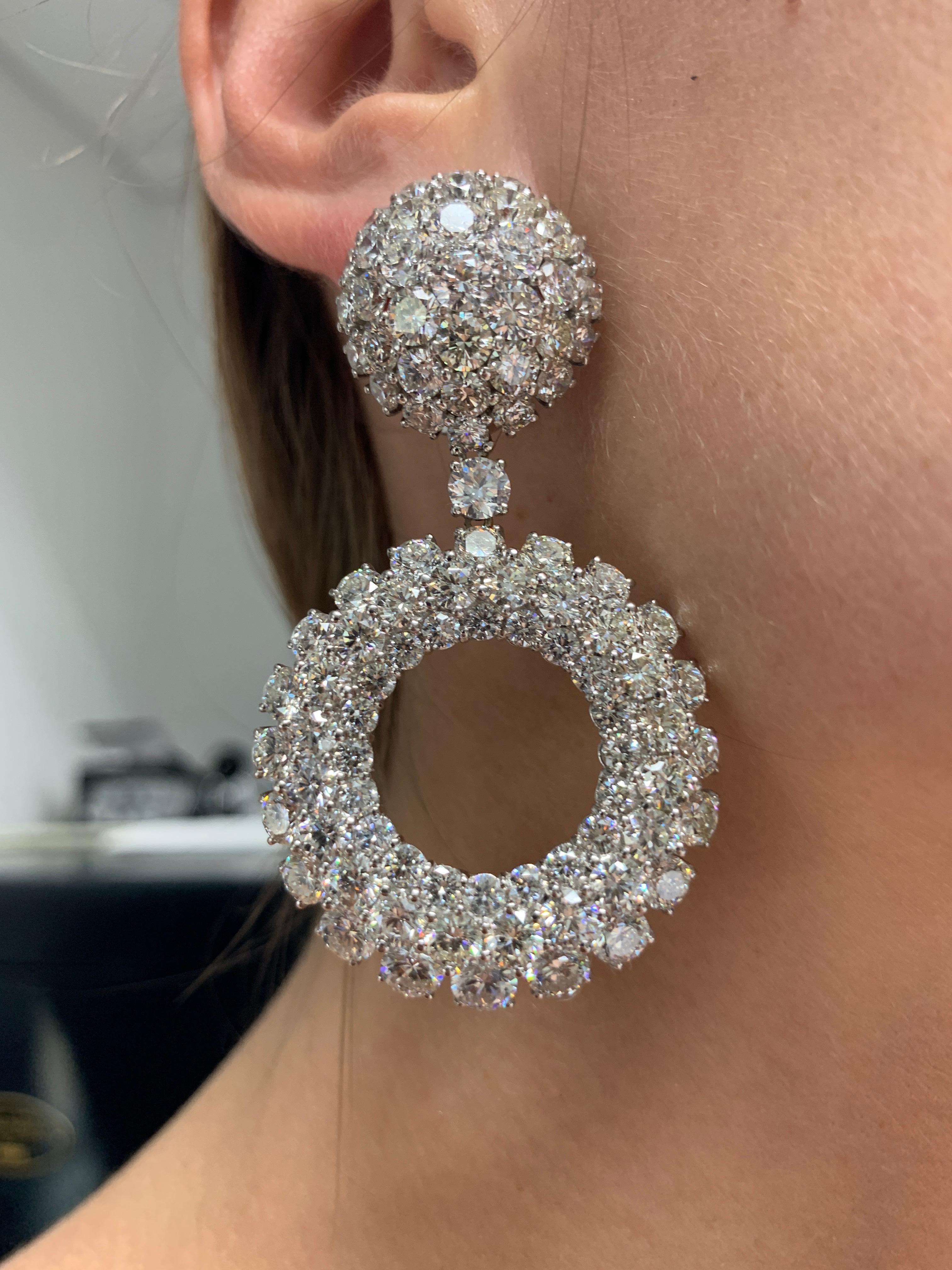 Women's or Men's 37.00 Carat Diamond Earrings For Sale