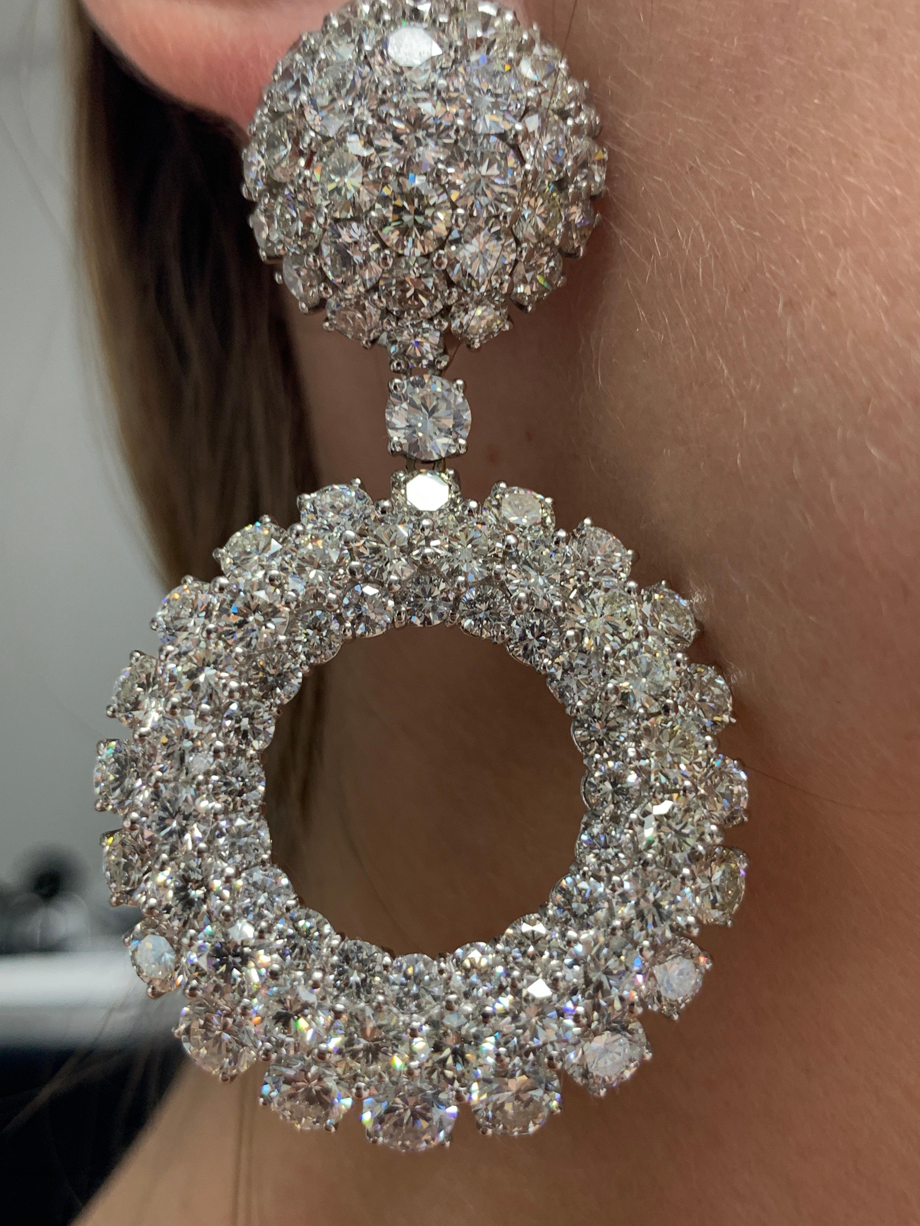 37.00 Carat Diamond Earrings For Sale 1