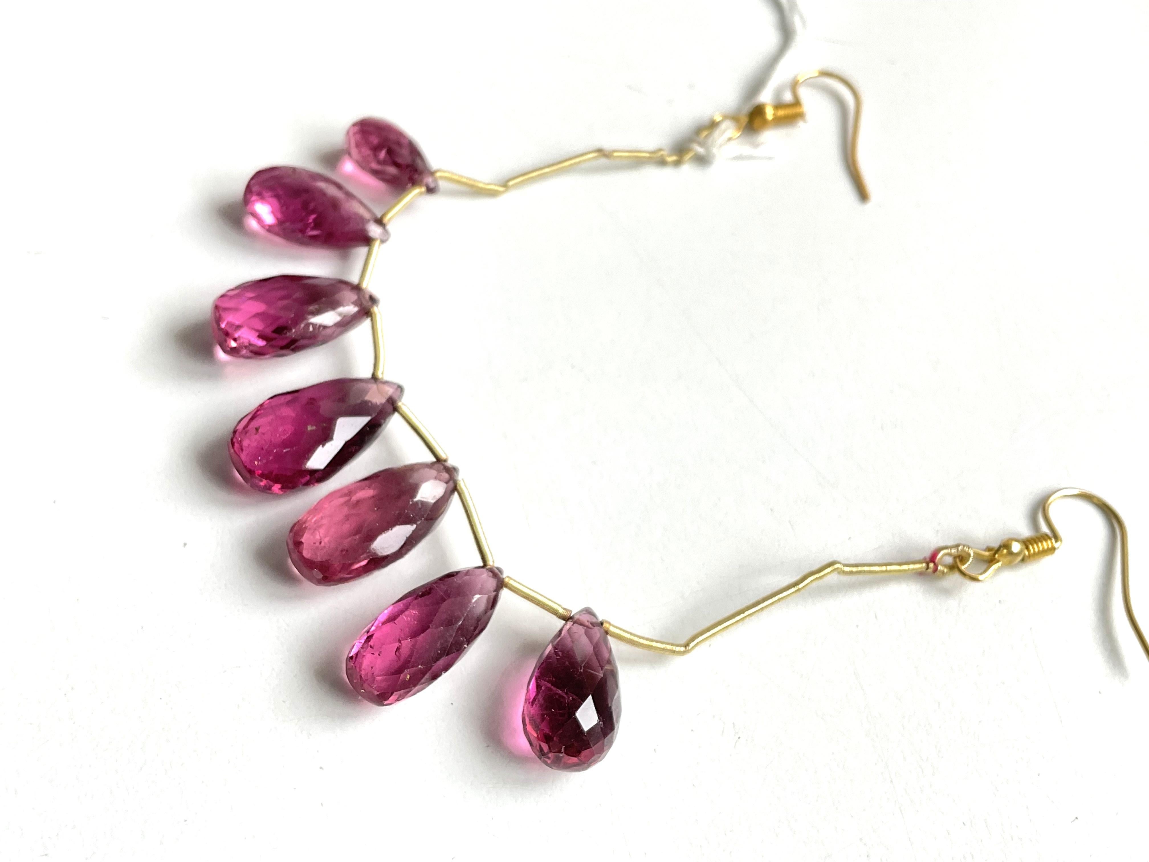 Women's or Men's 37.00 Carats Rubellite pink Tourmaline Faceted Drops Natural Gemstone for jewels For Sale