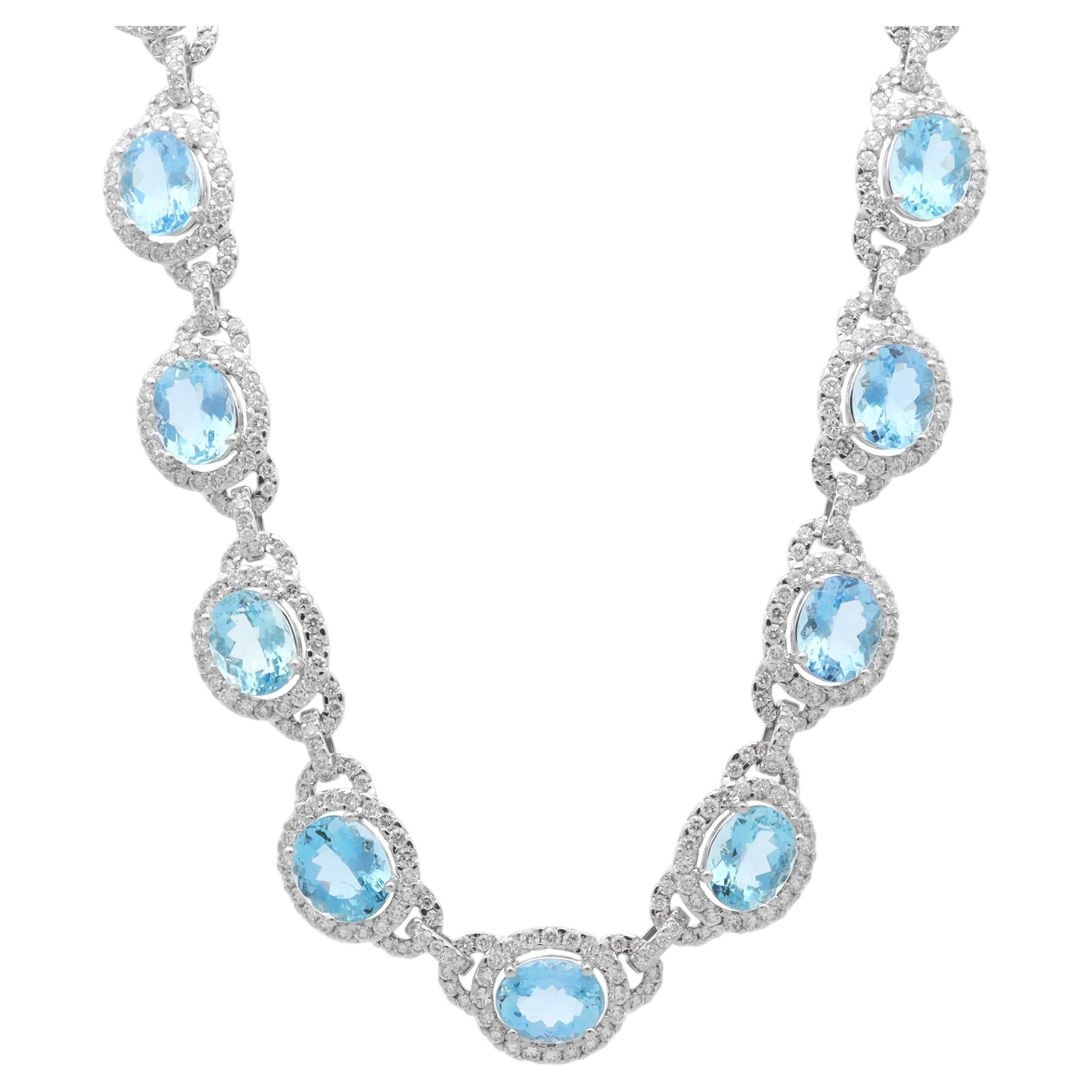 37.03 Carat Aquamarine and 11.54 Carat Diamond 18k White Gold Necklace (2012)