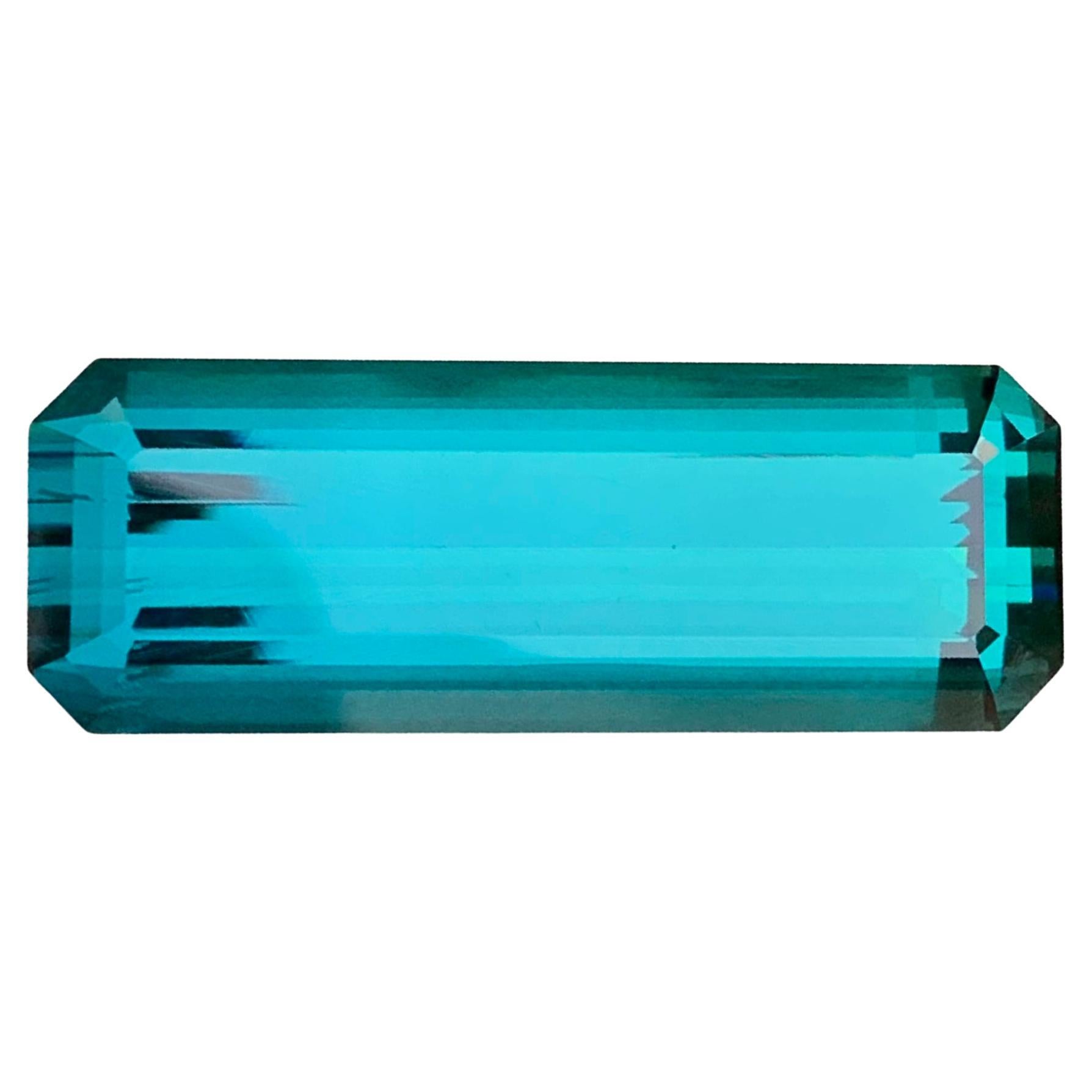 37.05 Carat Top AAA Natural Loose Indicolite Tourmaline Long Emerald Shape Gem