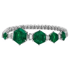 Bracelet d'émeraudes et de diamants naturels de 37,08 carats, certifié EGL